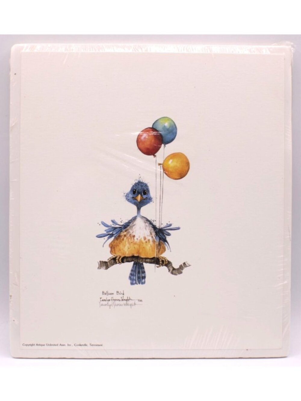Balloon Bird Artwork Signed By Carolyn Shores Wright 1986 Print NEW Sealed Vtg